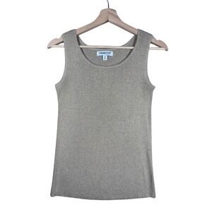 Coldwater‎ Creek Silk Blend Metallic Knit Tank Top Sleeveless XS Gold Beige